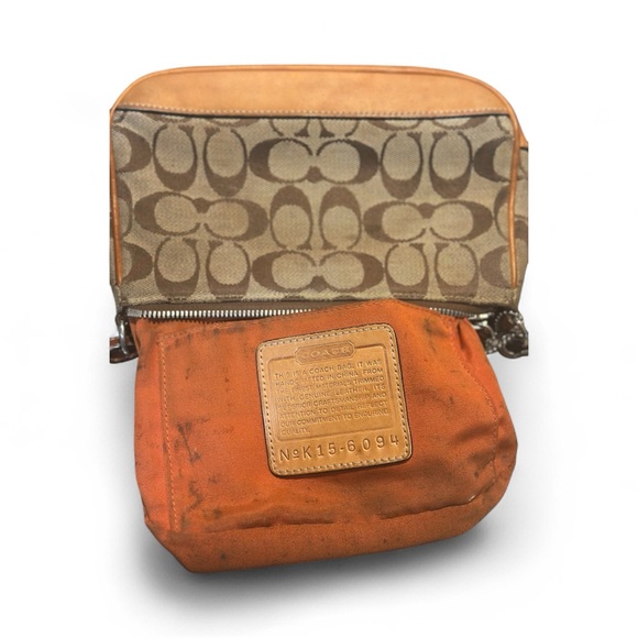 2001 Vintage Coach Tan/ Brown Monogram J1J 6094 Small Demi Baguette - Picture 5 of 10